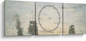 Obraz - Eugène Boudin, Entrance to the Harbor, Le Havre, reprodukcje (z zegarem) (90x30 cm)