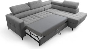 Narożnik Nardo L z funkcją spania prawostronny - szary plusz Pretty 17