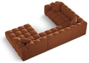 Narożnik z tkaniny szenilowej (lewostronny/w kształcie litery U) w kolorze terakoty Treno – Cosmopolitan Design