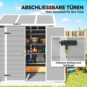 Outsunny Szopa ogrodowa, Gartenschuppen z Oknem, zamykanymi drzwiami, Tworzywo sztuczne, Szary