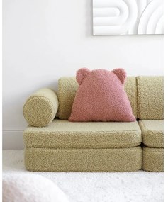 Różowa poduszka na sofę dziecięcą z materiału bouclé Bear – Wigiwama