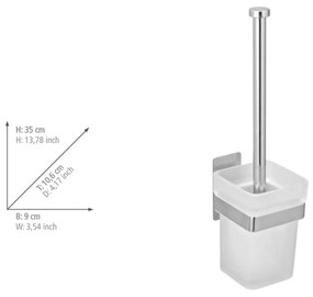 Samoprzylepna szklana szczotka do WC w kolorze srebra z połyskiem Genova – Wenko