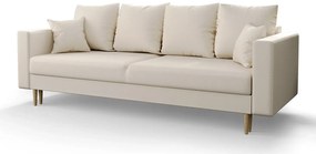 Kremowa sofa rozkładana na nóżkach - Diamante