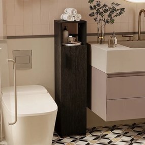 Szafka łazienkowa słupek wąski czarny drzwi wysoki półki nowoczesna 101 cm