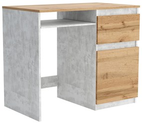 Biurko komputerowe młodzieżowe szkolne 90 cm REMI1 Beton/Dąb Wotan