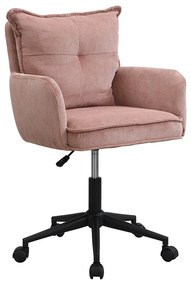 Fotel biurowy - Aksamit w paski - Różowy i czarny - Regulowana wysokość - BATARU Pascal Morabito