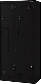 Szafa socjalna czterokomorowa typu L Julia, 80x45x185 cm, czarna