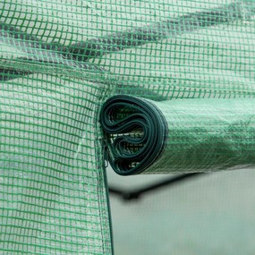 Outsunny Szklarnia foliowa, Szklarnia, przechodnia, Okno siatki, Rama metalowa, 4x3x2m, Zielony