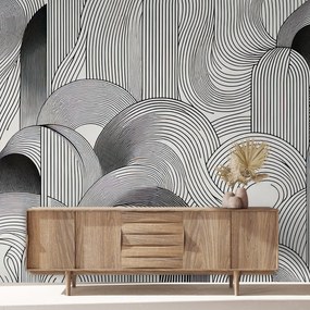 Fototapeta - Chaos czarnych linii (196x136 cm)
