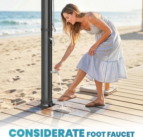 Outsunny Solarny prysznic 40L z ręczną słuchawką, deszczownicą i kranem, regulacja temperatury | Aosom PL