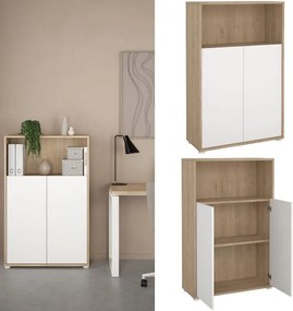 Dwudrzwiowa komoda biurowa Sign jackson hickory/biały mat