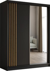 Szafa NELVIA - Czarny / Lamele Dąb artisan / Bez szuflad / 160 cm