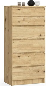 Komoda AKORD K60 Dąb Artisan 60 cm 6 szuflad kolor Dąb Artisan mat 60x40x130 cm