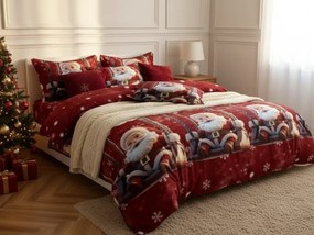 PrzytulneMieszkanie.pl PrzytulneMieszkanie.pl Pościel z mikrowłókna SANTA ON A SWING czerwone Rozmiar pościeli: 70 x 80 cm | 140 x 200 cm