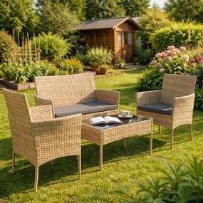 Zestaw mebli ogrodowych - sofa fotele i stolik Natal 010 naturalny