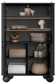 Witryna Vesper do salonu - czarny / czarne uchwyty / nogi kule