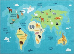 Dywan Happy Life Edukacyjny - Niebieski - 80x150 cm