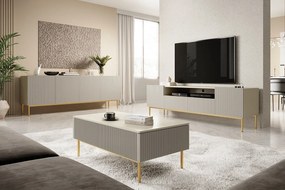 Komoda Nicole 200 cm na metalowych nogach - kaszmir / złote nóżki
