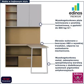 Nowoczesny regał z biurkiem dla nastolatka kaszmir + żółty B6-K64