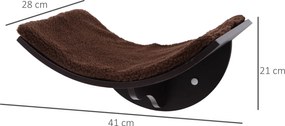 Pawhut Legowisko Ścienna Półka dla Kota Pluszowa Nakładka Mdf Brązowy Wygodne i Stylowe 41x28x21cm | Aosom PL