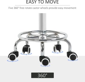 Vinsetto Taboret salonowy, regulowany, sztuczna skóra, do 110 kg, Ø42x50-64H cm, Czarny