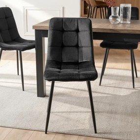 Krzesło Tapicerowane do Jadalni PERU Czarne Welurowe Nowoczesne Loft