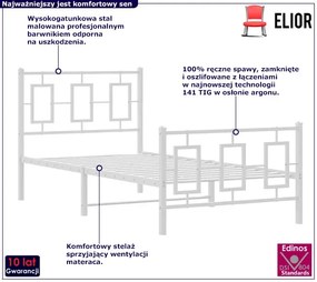 Białe metalowe łózko pojedyncze 90x200 cm Nolia 3X