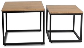 Zestaw Stolików Kawowych CARMI Dąb Złoty/Czarny do Salonu Loft