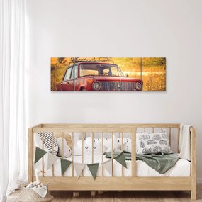 Obraz samochodu na polu (170x50 cm)