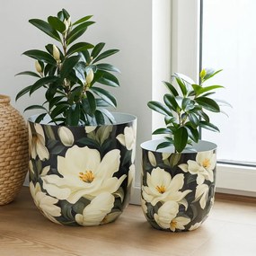 Metalowa osłonka na doniczkę BADU, 2 sztuki