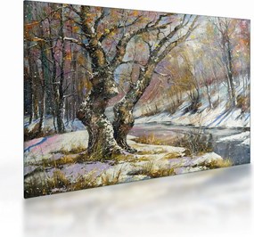 Obraz na szkle namalowanego zimowego krajobrazu (70x50 cm)