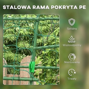 Outsunny Trellis, Podpora dla roślin pnących, Regulowane szpaler, Siatka roślinna, Konstrukcja roślinna do ogrodu, balkonu, stal, zielony, 144 x 167 x 206 cm