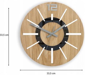 Zegar na ścianę nowoczesny drewniany z cichym mechanizmem okrągły solidny