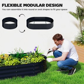 Outsunny Podwyższona grządka z kratką, metalowa donica z rękawicami, doniczka ogrodowa 160 x 90 x 180 cm, ciemnoszara | Aosom PL