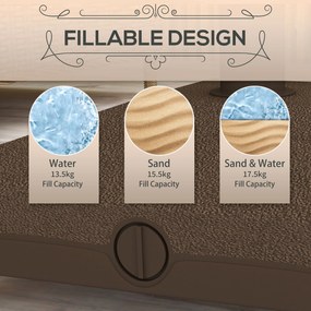 Outsunny Stojak na parasole do 20 kg, wypełniany, kwadratowy stojak z kółkami, dla parasola 22-38 mm, brązowy | Aosom PL