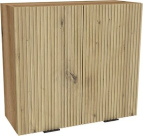 Zestaw Mebli Kuchennych MODERN 170 cm Dąb Artisan/Szary Połysk Ryflowany Nowoczesny