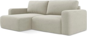 Narożnik lewostronny z funkcją spania - z tkaniny strukturalnej - jasny beż - KONA