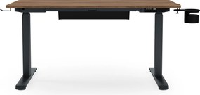 Biurko elektryczne z regulacją wysokości ergonomiczne antracytowe/orzech,1200x600 mm: ARIA