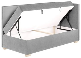 Szare narożne łóżko dziecięce ze schowkiem i materacem 90x200 cm Flexi – Ghado