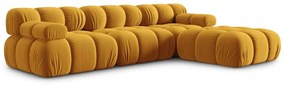 Żółty aksamitny narożnik Bellis – Micadoni Home