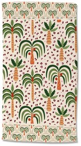 Zielono-beżowy aksamitny ręcznik plażowy 100x180 cm Cezan – Good Morning