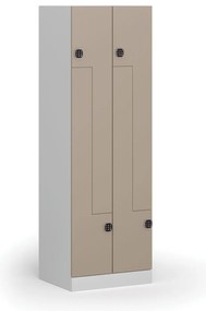 Szafka ubraniowa S1 Z, 4-drzwiowa, 1850 x 600 x 500 mm, demontaż, zamek kodowy, drzwi beżowe