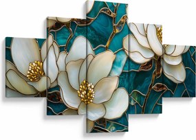 Obraz - Witraż z magnolią (125x70 cm)