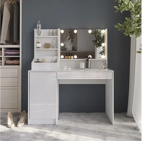 Stół toaletowy biały/biały wysoki połysk 119.8x50.1x76 sherry