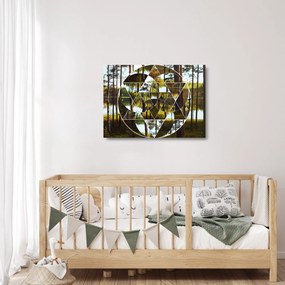 Obraz na szkle - Geometryczny kolaż na tle nordyckich lasów (70x50 cm)