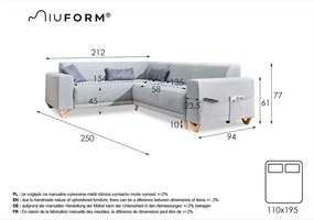 Antracytowy rozkładany/ze schowkiem narożnik (lewostronny/w kształcie litery L) Classy Sophie – Miuform