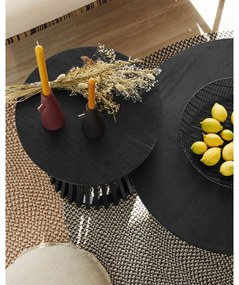 Czarny stolik z drewna tekowego Kave Home Irune, ⌀ 80 cm