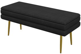 HOMCOM Ławka Tapicerowana z Przestrzenią do Przechowywania, Stal, 79,5 cm x 37,5 cm x 43 cm, Czarna