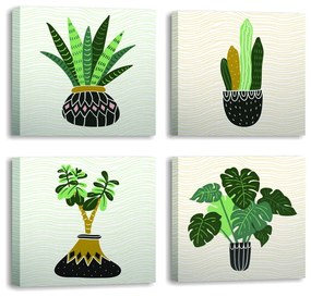 Obrazy zestaw 4 szt. 30x30 cm Plants – Wallity