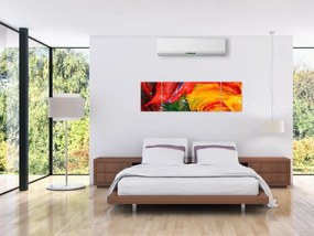 Obraz - Niebieska abstrakcja za pomocą pędzla (170x50 cm)